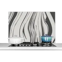 KitchenYeah Spatscherm keuken 100x65 cm - Kookplaat achterwand Marmer - Grijs - Patronen - Muurbeschermer - Spatwand fornuis - Hoogwaardig aluminium