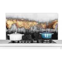 KitchenYeah Spatscherm keuken - Chic - Abstract - Goud - Keuken - Spatscherm - Spatwand - 120x60 cm - Achterwand keuken