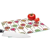 KitchenYeah Glazen Snijplank - 28x20 - Patroon - Lolly - Hartjes - Snoep - Snijplanken Glas