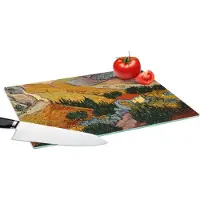 KitchenYeah Glazen Snijplank - 39x28 - Landschap met een huis en een ploeger - Vincent van Gogh - Snijplanken Glas