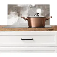 KitchenYeah Spatscherm keuken 70x30 cm - Kookplaat achterwand Verf - Grijs - Line art -Abstract - Muurbeschermer - Spatwand fornuis - Hoogwaardig aluminium