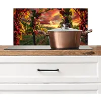 KitchenYeah Spatscherm keuken 60x30 cm - Kookplaat achterwand Wijngaard - Druiven - Zonsondergang - Muurbeschermer - Spatwand fornuis - Hoogwaardig aluminium