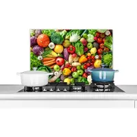 KitchenYeah Spatscherm keuken 60x40 cm - Kookplaat achterwand Fruit - Groente - Appel - Muurbeschermer - Spatwand fornuis - Hoogwaardig aluminium