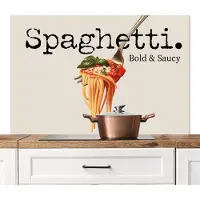 KitchenYeah Spatscherm keuken 120x80 cm - Kookplaat achterwand Spaghetti - tomatensaus - Parmezaanse kaas - Muurbeschermer - Spatwand fornuis - Hoogwaardig aluminium