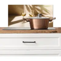 KitchenYeah Spatscherm keuken 70x30 cm - Kookplaat achterwand Wijn - Wijnglazen - Wit - Muurbeschermer - Spatwand fornuis - Hoogwaardig aluminium