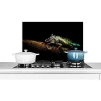 KitchenYeah Spatscherm keuken 60x40 cm - Kookplaat achterwand Dier - Tak - Zwart - Muurbeschermer - Spatwand fornuis - Hoogwaardig aluminium