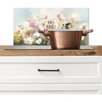 KitchenYeah Spatscherm keuken 70x30 cm - Kookplaat achterwand Quote - Bloemen - Schilderachtig - Muurbeschermer - Spatwand fornuis - Hoogwaardig aluminium