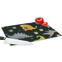 KitchenYeah Glazen Snijplank - 39x28 - Dino - Kinderen - Patronen - Jongens - Meisjes - Dinosaurus - Snijplanken Glas