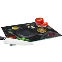 KitchenYeah Glazen Snijplank - 39x28 - Kruiden - Groente - Pan - Snijplanken Glas