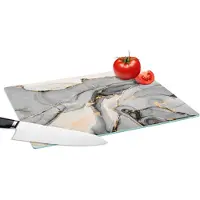 KitchenYeah Glazen Snijplank - 39x28 - Marmer - Goud - Grijs - Snijplanken Glas