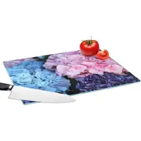 KitchenYeah Glazen Snijplank - 39x28 - Bloemen - Struik - Hortensia - Botanisch - Snijplanken Glas