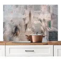 KitchenYeah Spatscherm keuken 120x80 cm - Kookplaat achterwand New York - Stad - Skyline - Gebouwen - Kunst - Muurbeschermer - Spatwand fornuis - Hoogwaardig aluminium