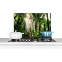 KitchenYeah Spatscherm keuken 70x50 cm - Kookplaat achterwand Jungle - Park - Puerto Rico - Muurbeschermer - Spatwand fornuis - Hoogwaardig aluminium