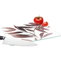 KitchenYeah Glazen Snijplank - 28x20 - Bladeren - Design - Abstract - Snijplanken Glas