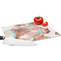 KitchenYeah Glazen Snijplank - 28x20 - Inkt - Pastel - Abstract - Snijplanken Glas