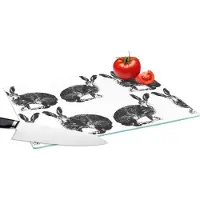 KitchenYeah Glazen Snijplank - 39x28 - Vintage - Design - Konijn - Dieren - Snijplanken Glas