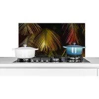 KitchenYeah Spatscherm keuken 80x40 cm - Kookplaat achterwand Jungle - Goud - Palmblad - Muurbeschermer - Spatwand fornuis - Hoogwaardig aluminium