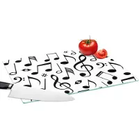 KitchenYeah Glazen Snijplank - 39x28 - Muziek - Patronen - Zwart Wit - Snijplanken Glas