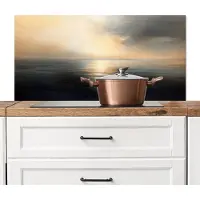 KitchenYeah Spatscherm keuken 100x50 cm - Kookplaat achterwand Zon - Horizon - Zee - Muurbeschermer - Spatwand fornuis - Hoogwaardig aluminium