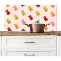 KitchenYeah Spatscherm keuken 100x50 cm - Kookplaat achterwand Kleur - Snoep - Roze - Muurbeschermer - Spatwand fornuis - Hoogwaardig aluminium