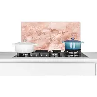 KitchenYeah Spatscherm keuken 70x30 cm - Kookplaat achterwand Marmer - Luxe - Roségoud - Roze - Glitter - Marmerlook - Muurbeschermer - Spatwand fornuis - Hoogwaardig aluminium