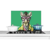 KitchenYeah Spatscherm keuken 60x40 cm - Kookplaat achterwand Zebra - Bril - Hippie - Bloemen - Dieren - Muurbeschermer - Spatwand fornuis - Hoogwaardig aluminium