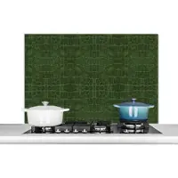 KitchenYeah Spatscherm keuken - Leer - Groen - Dierenprint - Dieren - Keuken - 100x65 cm - Spatwand fornuis - Muurbeschermer