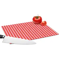 KitchenYeah Glazen Snijplank - 28x20 - Rood - Rustiek - Patronen - Snijplanken Glas