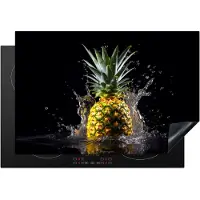 KitchenYeah Inductie beschermer 78x52 cm - Ananas - Fruit - Water - Afdekplaat voor kookplaat - Inductieplaat mat - Beschermingsmat - Beschermplaat - Keuken bescherm decoratie - Afdek kookplaten