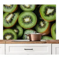 KitchenYeah Spatscherm keuken 120x80 cm - Kookplaat achterwand Kiwi - Fruit - Groen - Muurbeschermer - Spatwand fornuis - Hoogwaardig aluminium