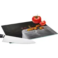 KitchenYeah Glazen Snijplank - 28x20 - Stilleven - Mandarijnen - Wijn - Snijplanken Glas
