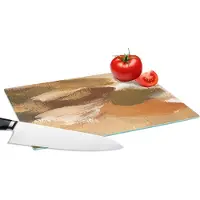 KitchenYeah Glazen Snijplank - 28x20 - Verf - Oranje - Bruin - Snijplanken Glas