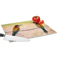 KitchenYeah Glazen Snijplank - 39x28 - Vogels - Bijeneter - Dieren - Snijplanken Glas