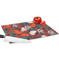 KitchenYeah Glazen Snijplank - 39x28 - Bloemen - Herfst - Patroon - Snijplanken Glas