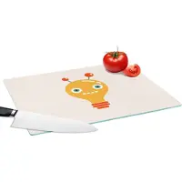 KitchenYeah Glazen Snijplank - 39x28 - Robot - Gloeilamp - Gezicht - Antenne - Kinderen - Snijplanken Glas