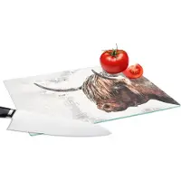 KitchenYeah Glazen Snijplank - 28x20 - Schotse hooglander - Dieren - Potlood - Snijplanken Glas