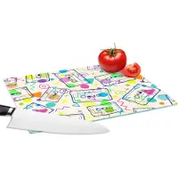 KitchenYeah Glazen Snijplank - 28x20 - Patronen - Retro - Cassette - Jaren 80 - Snijplanken Glas