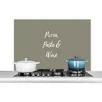 KitchenYeah Spatscherm keuken 100x65 cm - Kookplaat achterwand Spreuken - Pizza, pasta & wine - Quotes - Eten - Drinken - Muurbeschermer - Spatwand fornuis - Hoogwaardig aluminium