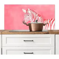 KitchenYeah Spatscherm keuken 100x50 cm - Kookplaat achterwand Zebra - Pink - Verf - Muurbeschermer - Spatwand fornuis - Hoogwaardig aluminium