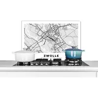 KitchenYeah Spatscherm keuken 60x40 cm - Kookplaat achterwand Kaart - Zwolle - Nederland - Muurbeschermer - Spatwand fornuis - Hoogwaardig aluminium