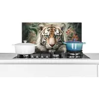 KitchenYeah Spatscherm keuken 70x30 cm - Kookplaat achterwand Tijger - Vlinders - Dieren - Jungle - Bloemen - Muurbeschermer - Spatwand fornuis - Hoogwaardig aluminium
