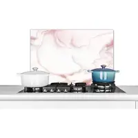 KitchenYeah Spatscherm keuken 70x50 cm - Kookplaat achterwand Marmer - Rood - Roze - Muurbeschermer - Spatwand fornuis - Hoogwaardig aluminium