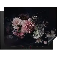 KitchenYeah Inductie beschermer 71x52 cm - Bloemen - Vintage - Roze - Afdekplaat voor kookplaat - Bescherming inductieplaat mat - Beschermplaat - Beschermmat inductiekookplaat - Keuken accessoires
