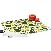 KitchenYeah Glazen Snijplank - 39x28 - Patroon - Avocado - Fruit - Patroon - Snijplanken Glas