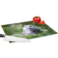KitchenYeah Glazen Snijplank - 39x28 - Hamster op een kleine schommel - Snijplanken Glas