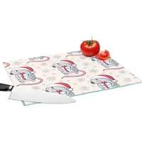 KitchenYeah Glazen Snijplank - 39x28 - Rat - Kerstcadeau - Kinderen - Kerst - Patronen - Snijplanken Glas