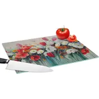 KitchenYeah Glazen Snijplank - 39x28 - Schilderij - Olieverf - Bloemen - Snijplanken Glas