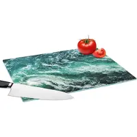 KitchenYeah Glazen Snijplank - 39x28 - Oceaan - Water - Zee - Luxe - Groen - Turquoise - Snijplanken Glas