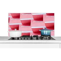 KitchenYeah Spatscherm keuken 100x50 cm - Kookplaat achterwand Roze - Balkon - Zomer - Architectuur - Muurbeschermer - Spatwand fornuis - Hoogwaardig aluminium