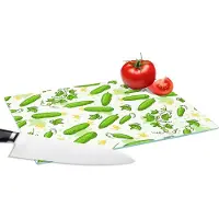 KitchenYeah Glazen Snijplank - 28x20 - Komkommer - Groente - Patronen - Snijplanken Glas